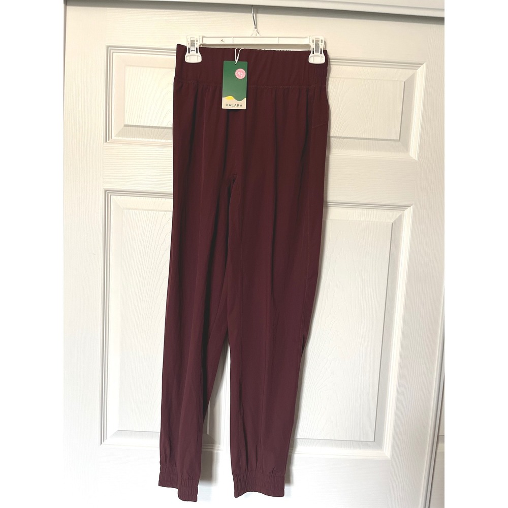 Halara Womens XS Burgundy High Waisted Jogger Pants Pockets Activewear NWT